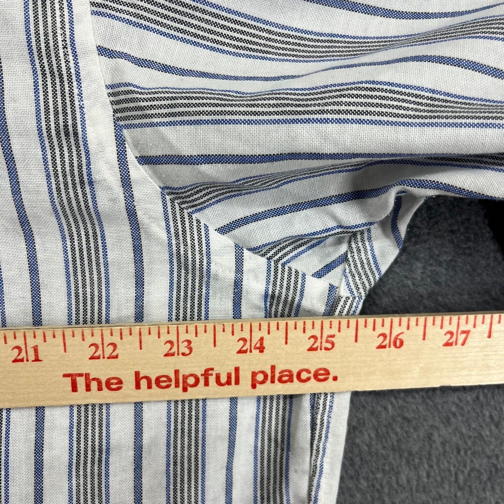 The Arrow Company Button Down Mens 17.5 32/33 White Blue Striped Oxford Shirt - Picture 10 of 15
